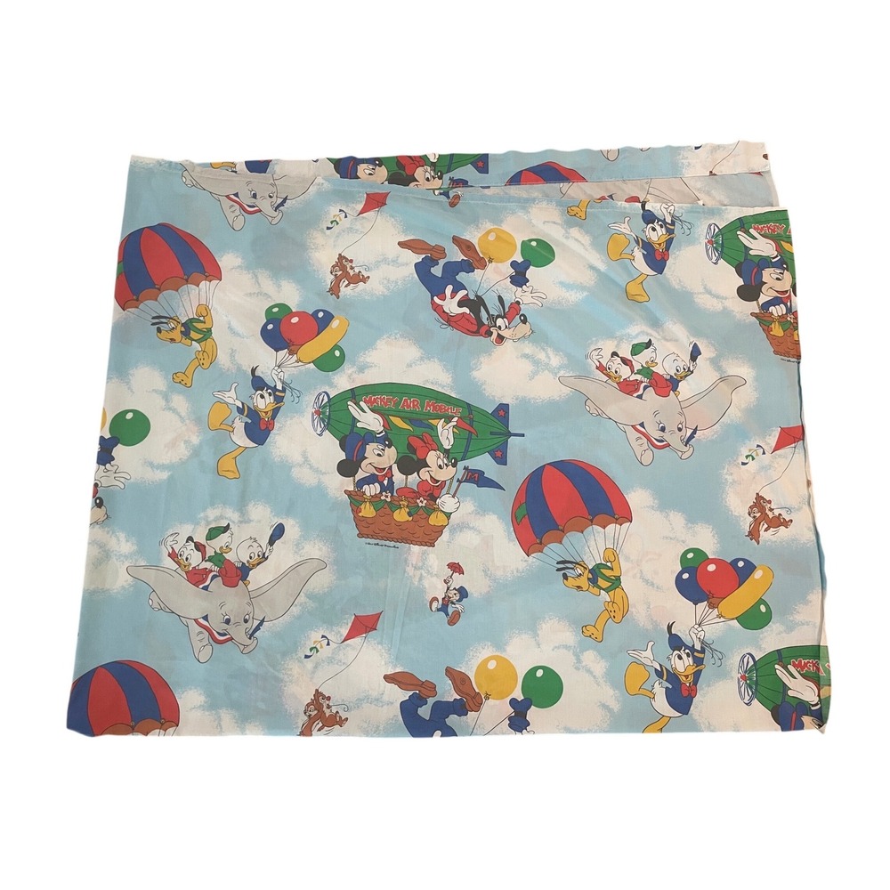 Vintage Disney Mickey Air Mobile Twin Flat Sheet Pacific Dumbo Donald Goofy 80s